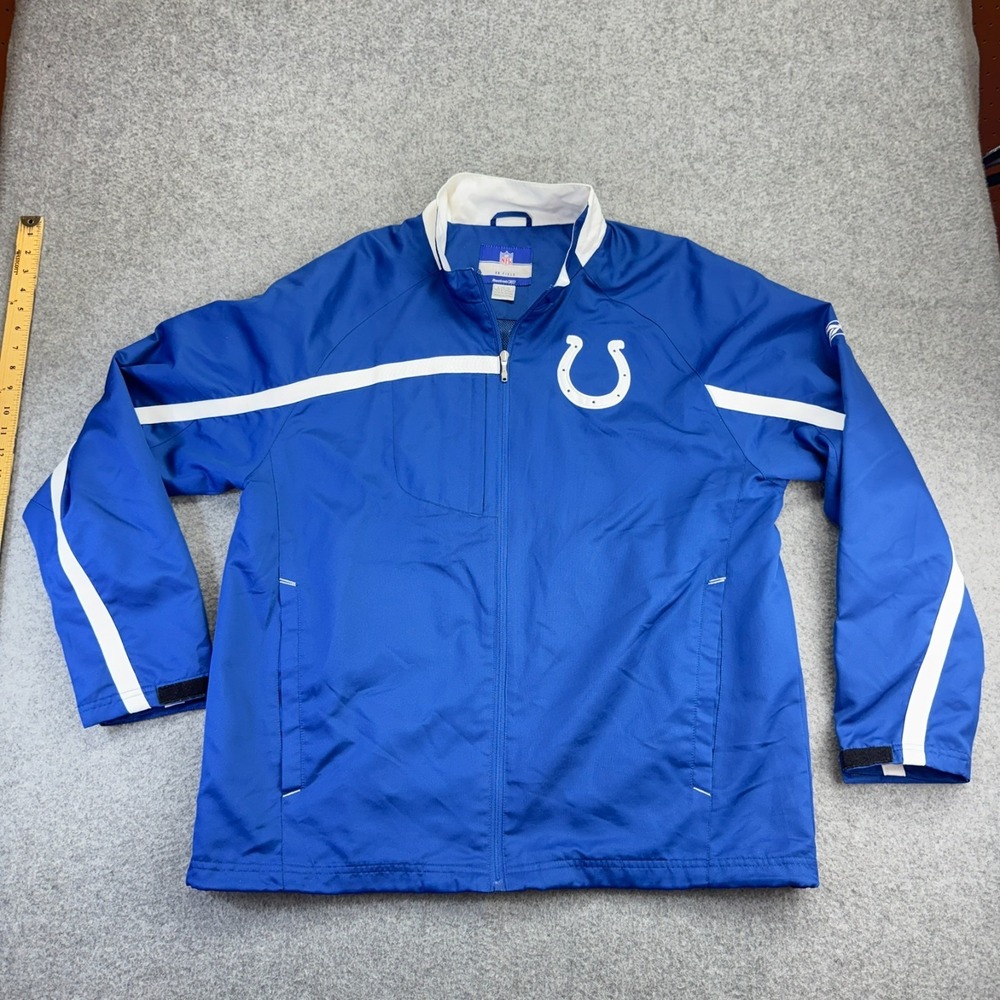 Reebok NFL Indianapolis Colts‎ On‑Field Windbreaker Jacket Men's Large Blue ZIP